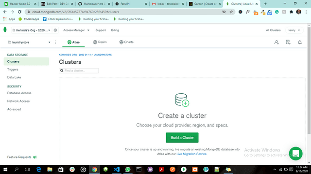 Create Cluster in MongoDB Atlas